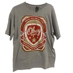Obey Propaganda Brewing‎ Co. Lager Gray Red T-Shirt Men's Size L